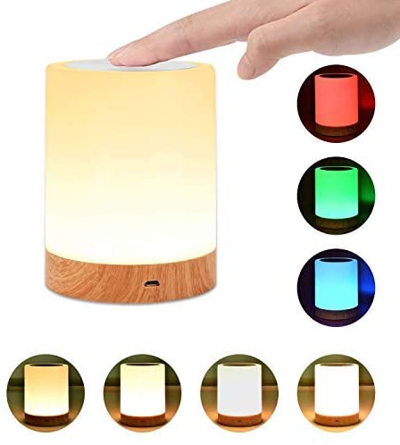 Table Lamp, UNIFUN Touch Sensor Bedside Lamps, Dimmable Warm White Light & Color Changing RGB for Bedrooms
