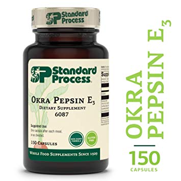 Standard Process - Okra Pepsin E3 - Intestinal Function Support Supplement, Okra, Buckwheat, Gluten Free - 150 Capsules