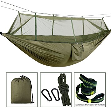 Camping Hammock9ft straps Mosquito Net , Max 1150 lbs Breaking Capacity Lightweight Parachute Fabric Nylon Hammock&Compact For Backpacking, Camping, Travel, Beach By VEBOX