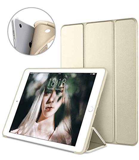 iPad 9.7 Inch iPad Air Case, DTTO Ultra Slim Lightweight Smart Case Trifold Cover Stand with Flexible Soft TPU Back Cover for for Apple iPad Air iPad 5 [Auto Sleep/Wake],Gold
