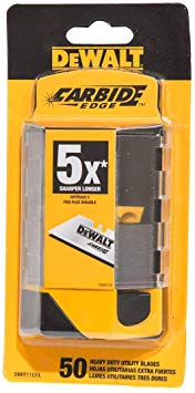 DeWalt Carbide Edge Utility Knife Blades - Last 10x Longer (50-Pack)