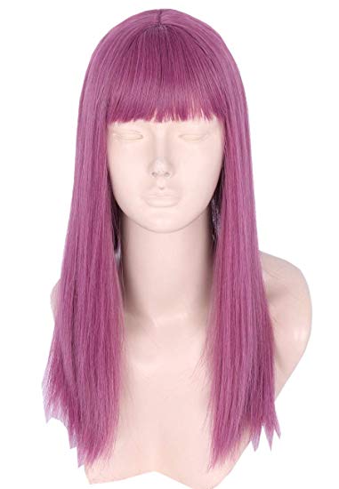 Topcosplay Kids Wig Purple Long Mal Cosplay Wig Halloween Costumes Wigs for Child Girls