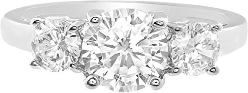 Devin Rose Sterling Silver Three Stone Round Cut Cubic Zirconia Anniversary/Engagement Ring for Women (Various Sizes)