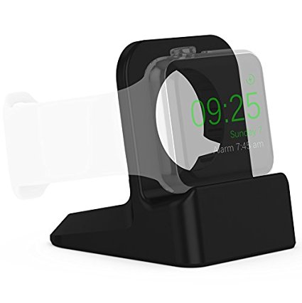 Apple Watch Stand, Qadou Premium Silicone Scratch-resistant Charging Dock Multiple Wire Slot Charger Station with Non-slip Base for 38mm & 42mm Apple Watch (Cool Black)