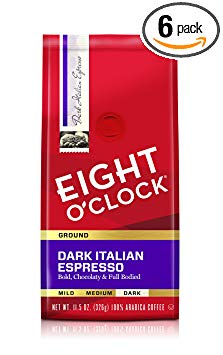 Eight O'Clock Ground Coffee, Dark Italian Espresso, 11.5 Ounce (Pack of 6)