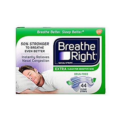 Breathe Right Extra Clear Drug-Free Nasal Strips for Nasal Congestion Relief, 44 Count