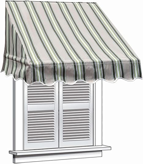 ALEKO WAW6X2MSTRGR58 Window Canopy Awning 6 x 2 Feet Multi-Stripe Green