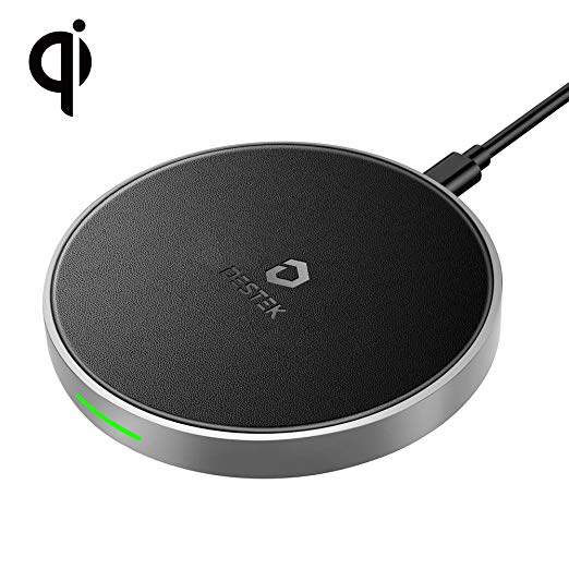 DESTEK Fast Wireless Charger for iPhone X,7.5W Wireless Charging Pad for iPhone X/8/8 Plus,10W for Samsung Galaxy S9/S9 Plus/Note 8/S8/S8 Plus, 5W for All Qi-Enabled Phones(Not with Adapter)