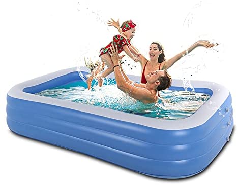 Inflatable Swimming Pool, 118''x 72''x 22'' Full-Sized Family Inflatable Swimming Lounge Pool for Ages 3 , Adults, Teens, Blow up Pool for Garden/Backyard/Indoor/Outdoor Water Party