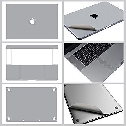 JRC-5 in 1 GRAY Full Size 3M Decals Skins Covers for MacBook Pro 13 Inch With Touch Bar (Apple Model Number A1706, 2016 & 2017 Version), including High Clear Screen Protector