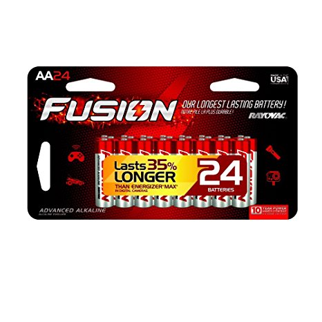 FUSION by Rayovac High-Performance AA Alkaline Batteries, 24-count