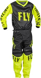 Fly Racing 2023 Youth F-16 Black/Hi-Vis Moto Gear Set - Pant and Jersey Combo