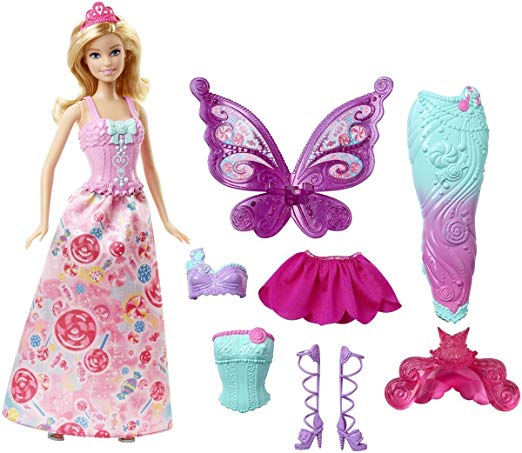 Barbie Fairytale Dress Up Doll with Fairy, Mermaid and Princess Outfits and Accessories