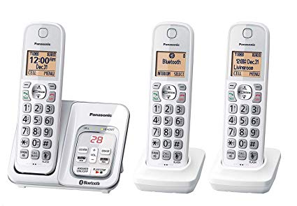 Panasonic KX-TG833SK1 Link2Cell Bluetooth Cordless Phone W/Voice Assist 3 Handsets (Certified Refurbished)