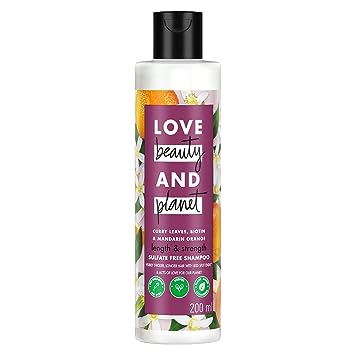 Love Beauty & Planet Curry Leaves, Biotin & Mandarin Shampoo for Split-end free long hair | Sulfate free, 200ml