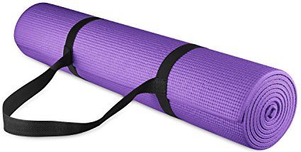 BalanceFrom GoYoga All Purpose High Density Non-Slip Exercise Yoga Mat with Carrying Strap, 1/4", Purple