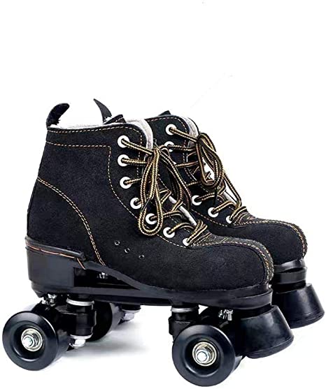 DUBUK Roller Skates, High-top Roller Skates Four Wheels Double Row Roller Skates Shiny Roller Skates Adult and Youth, Indoor and Outdoor