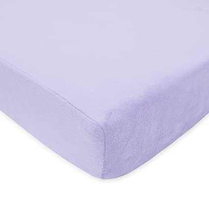 TL Care Heavenly Soft Chenille Fitted Crib Sheet for Standard Crib and Toddler Mattresses, Lavender,28 x 52, for Girls