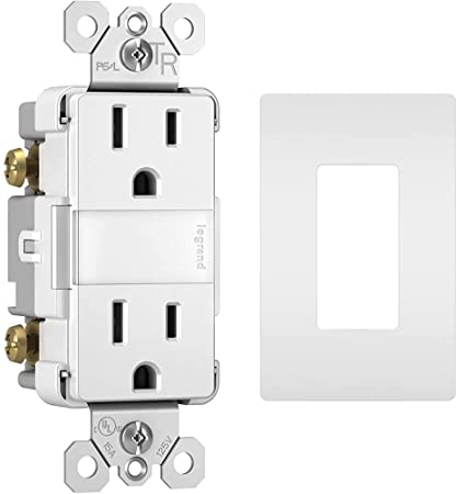 Legrand radiant Adjustable LED Night Light Outlet, White, NTL885TRWCC6 1.6W x 2.75H & Legrand radiant Screwless Wall Plates for Decorator Rocker Outlets, 1-Gang, White, RWP26WCC10