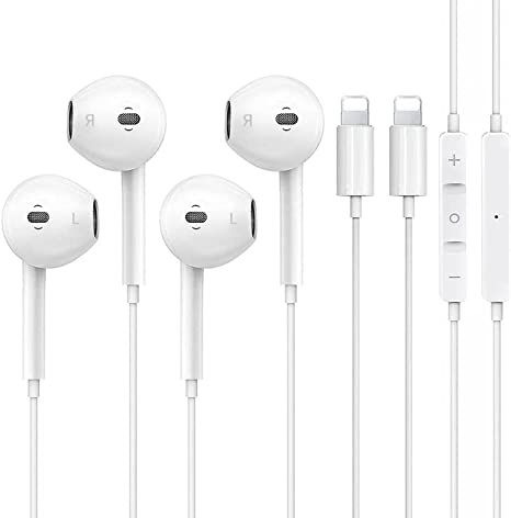 2 Pack-Apple Earbuds iPhone Headphones, Earphones with Lightning Wired Noise Isolating [Apple MFi Certified] Built-in Microphone & Volume Control Compatible with iPhone 12/11/XR/XS/X/7/7 Plus/8/8Plus