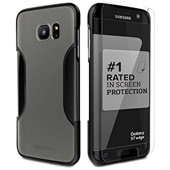 Galaxy S7 Edge Case, (Gray) SaharaCase Protective Kit [Case   Tempered Glass Screen Protector] Rugged Hard Frame [Slim Fit] Shock-Absorbing Bumper (Black/Gray)