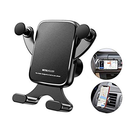 Ebow Car Phone Holder Car Phone Mount Universial Air Vent Phone Holder 360 Degree Adjustable Gravity Stable Car Phone Cradle Mount Horizontal & Vertical Place for iPhone Samsung All Smartphone