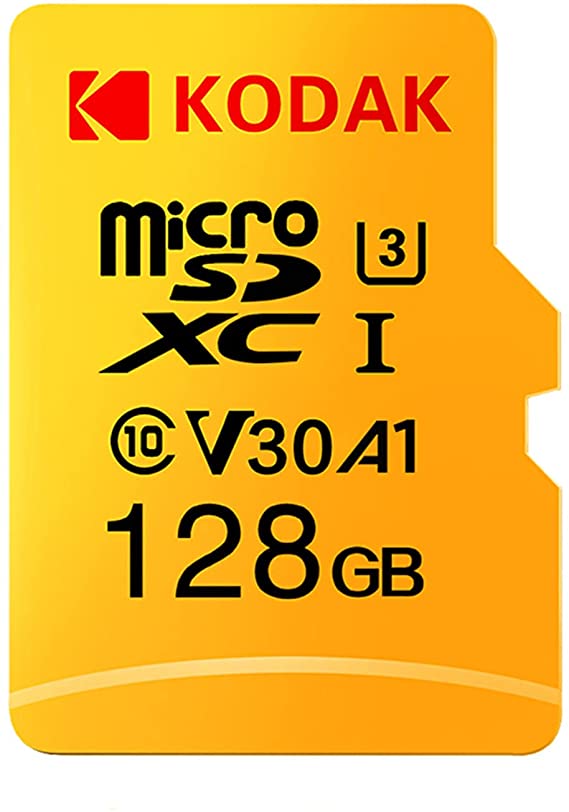 128GB Micro SD Card, KODAK MicroSDXC Memory Card, High Speed TF Card with 100MB/s, UHS-I A1 U3 V30 C10 Micro Center Card for Action Camera, Wyze, GoPro and Dash Cam