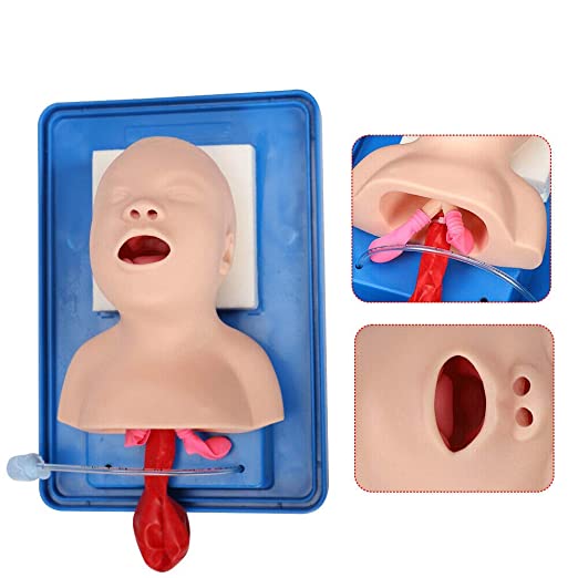 PVC Intubation Manikin Study Teaching Model Infant Baby Model Airway Management Trainer Tool with Tube (US Stock)