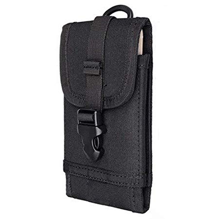 MUMUGUO Outdoor MOLLE Tactical Military Pouch Army Black Waist Holster Smartphone Pouch Military 1000D Nylon Hook Loop Belt Phone Holster Phone with Slim Case
