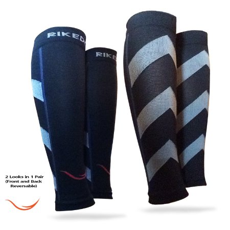 Rikedom Sports Graduated Compression Calf Sleeves Guard Socks (1 Pair), Relief Prevent Shin Splints, Calf Strain, Boost Circulation, Faster Recovery Leg Sleeves Support or Men and Women, Protection for Running, Walking, Cycling, Crossfit, Basketball, Training, Maternity, Travel