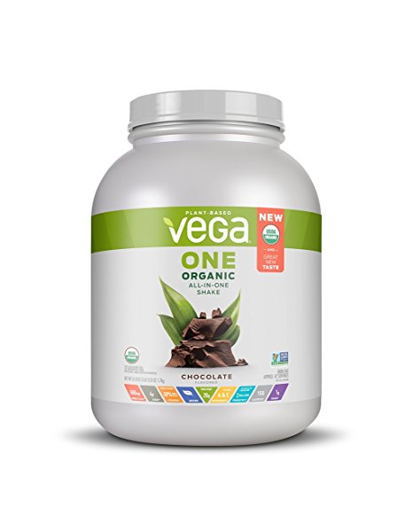 Vega One Organic All-in-One Shake, Plant Based Non Dairy Protein Powder, Chocolate, XL, 42 Servings, 61.8 oz