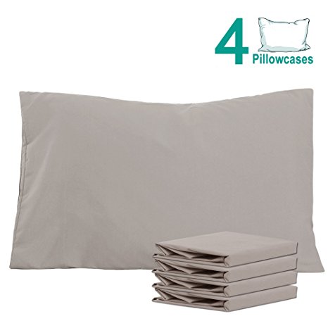 NTBAY 100% Brushed Microfiber Pillowcases Set of 4, Soft and Cozy, Wrinkle, Fade, Stain Resistant, 20"x 30", Smoky Grey