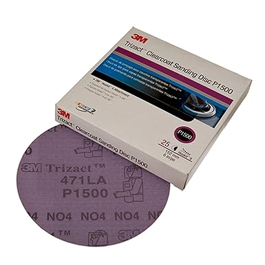 3M Trizact Film Backed Clear Coat Sanding Disc - P1500 Grit - Collision Repair Sanding Disc - For Random Orbital Sander - 5" - 2095 - Pack of 25