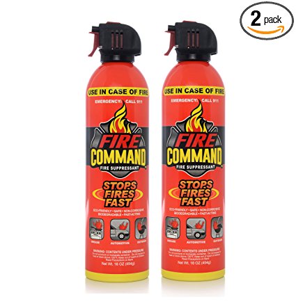 Fire Command Fire Extinguishing Aerosol Foam Spray Fire Suppressant, 16 oz - Pack of 2