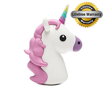 New 8800mAh Unicorn Emoji Cute Funny [With Warranty] Gift PVC External Battery Portable Charger Backup Pack Power Bank for iPhone Samsung Galaxy all iPads Galaxy Note and All Tablets