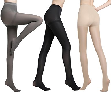 Women's Pantyhose Control Top Tights Opaque Footed 80D Legging 3 Pack