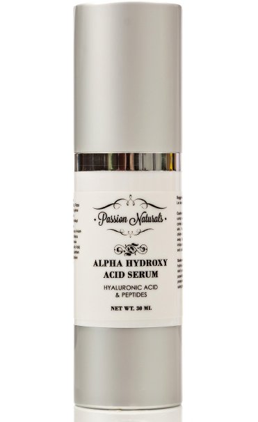 Best Face Night Cream for Wrinkles Fine Lines Uneven Skin Tone With Glycolic Acid Lactic Acid Peptides Hyaluronic Acid and Fruit Extracts - L-Arginine - Passion Naturals Alpha Hydroxy Acid Serum 30ml