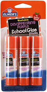 Elmer's School Glue Sticks, Washable, Disappearing Purple, Pack of 3