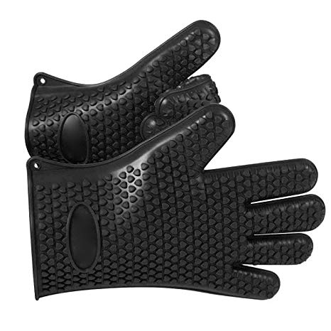 Karp Oven Gloves - Silicone Baking & Bbq Insulated Gloves (Black Color)