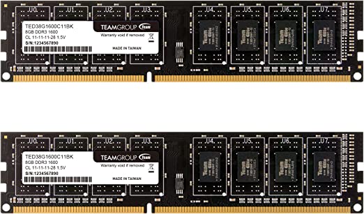 TEAMGROUP Elite DDR3 16GB Kit (2x8GB) 1600MHz (PC3-12800) CL11 Unbuffered Non-ECC 1.5V UDIMM 240 Pin PC Computer Desktop Memory Module Ram Upgrade - TED316G1600C11DC01