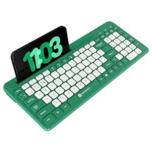 Portronics Bubble Square Wireless Keyboard with Bluetooth   2.4 GHz USB Receiver (Dual Connectivity), Pair 3 Devices Max, Multimedia Hotkeys, for Laptop, PC, Smartphone, Tablet (Green)