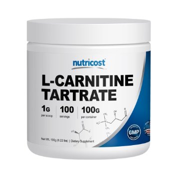 Nutricost L-Carnitine Powder [100 Grams] - 1 Gram per Serving; 100 Servings - L-Carnitine Tartrate