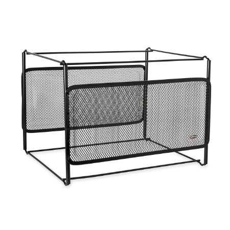 Rolodex Mesh Collection Side-Load Double Tray with Hanging File Black 22191
