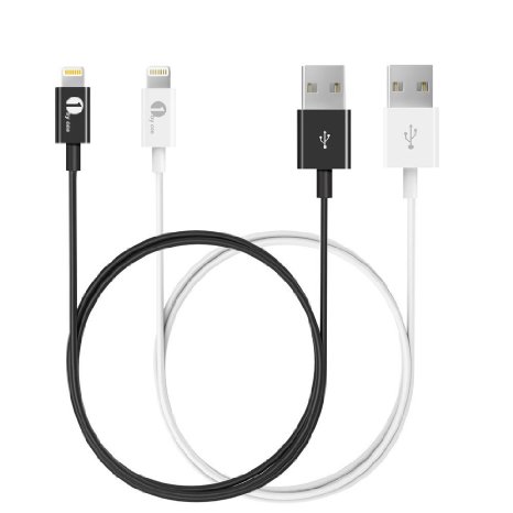 [Apple MFI Certified] 1byone 2-Pack Lightning to USB Cable 3.3ft/1m for iPhone 6s/6 Plus 5s/5c/5, iPad mini, iPad Air, iPad Pro, iPod touch 6th Gen/nano 7th Gen, White and Black