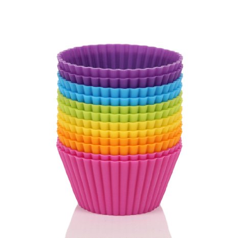 Mango Spot Silicone Baking Cups , Cupcake Liners , Truffle Cups - 12 Pack, 6 Colors