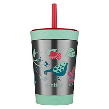 Contigo THERMALOCK Spill-Proof Kids Stainless Steel Tumbler with Straw, 12 oz., Sprinkles with Birds & Flowers