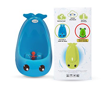 Joy Baby Generation II Boy Urinal Potty Toilet Training with FREE Potty Training Game (Solid Navy Blue Whale)