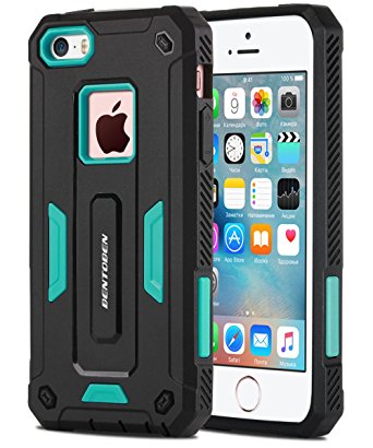 iPhone 5S Case, iPhone 5 Case, iPhone SE Case, BENTOBEN [Hybrid Shockproof] Dual Layer Rugged Soft TPU & Hard PC Cover Bumper Anti Slip Frame Slim Protective Case for iPhone 5 5S SE, Mint Green&Black