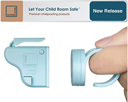 Roving Cove - Baby Magnetic Cabinet Locks - 8 Locks   2 Ring Keys - Ocean Blue - Child Safety Door and Drawer Lock, Baby Proofing, Toddler Proof, Childproof Kitchen Cabinets, Hidden Magnet - Safe Lock