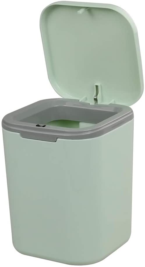 Hommp Plastic Tiny Desktop Trash Can, Waste Can with Press Top Lid, Green